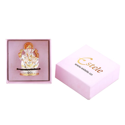 Estele Gold-Polished God of beginnings Lord Ganesha Idol with Sitting position for Home/Office Decors