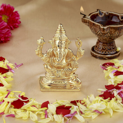 Estele Gold-Polished Spiritual Lord Ganesha Idol for Gifts & HouseWarming/Home/Office Decors