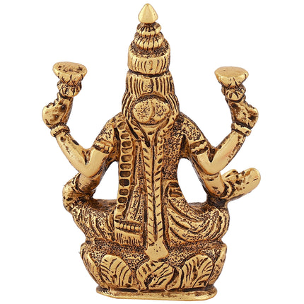 Estele Gold-Polished goddess of wealth Laxmi Devi on lotus Idol for Pooja/Car decor
