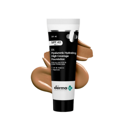 The Derma Co 1% Hyaluronic Hydrating High Coverage Foundation With SPF 40 PA+++ - 07 Cinnamon