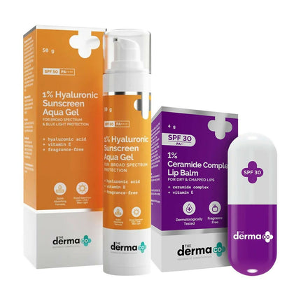 The Derma Co SPF PA Summer Combo with Hyaluronic Sunscreen and Ceramide Lip balm With Vitamin E