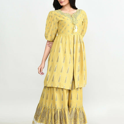 Joban Fashion Elegant Olive Green Cotton Sharara