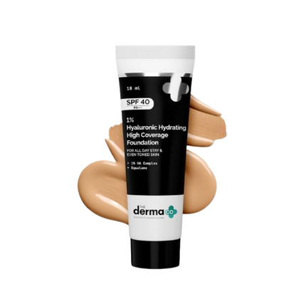 The Derma Co 1% Hyaluronic Hydrating High Coverage Foundation With SPF 40 PA+++ - 02 Nude