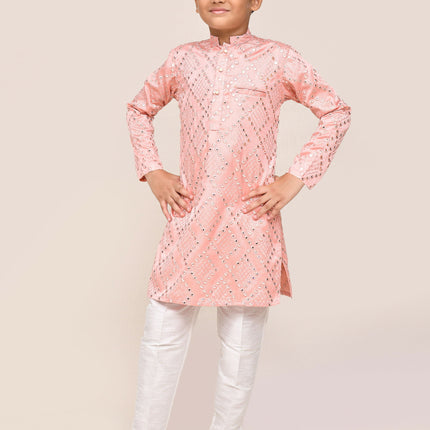 Joban Fashion Silk Pink Kurta With Straight Fit Pant