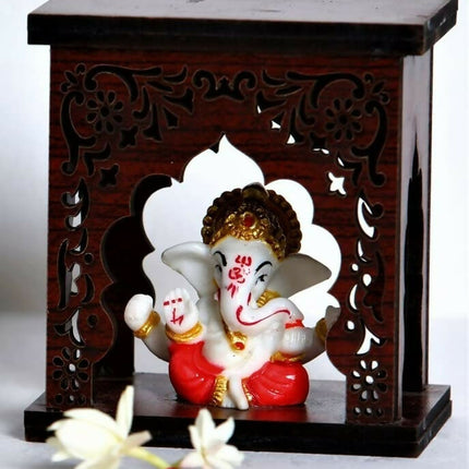 Expleasia, Exuberant & Luxury Decor Ganesha Idol With Wooden Temple