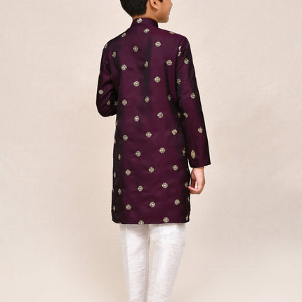 Joban Fashion Satin Silk Magenta Kurta With Straight Fit Pant
