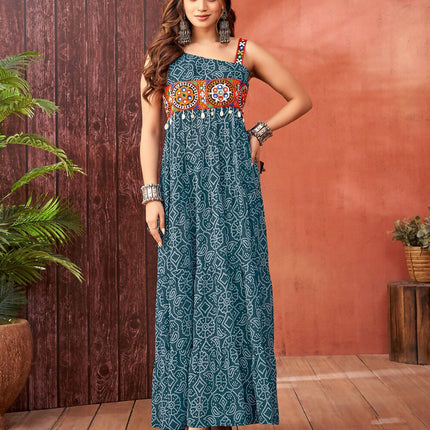 Aastha Fashion Rama Faux Blooming Georgette Glamorous Festival Wear Designer Navratri Gown Collection