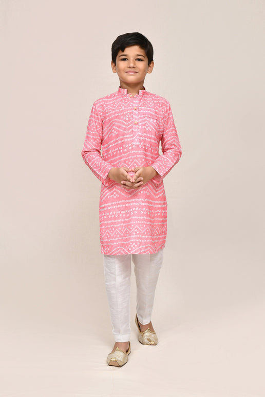 Joban Fashion Cotton Silk Pink Kurta With Straight Fit Pant