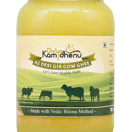 Divya Kamdhenu A2 Pure Desi Gir Cow Ghee | Cultured Ghee - Traditional Bilona Method | Pure A2 Ghee | Indian Organic A2 Cow Ghee
