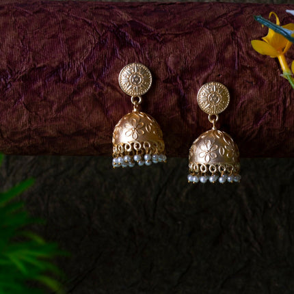 Joban Fashion Women Matte Gold Brass Jhumka