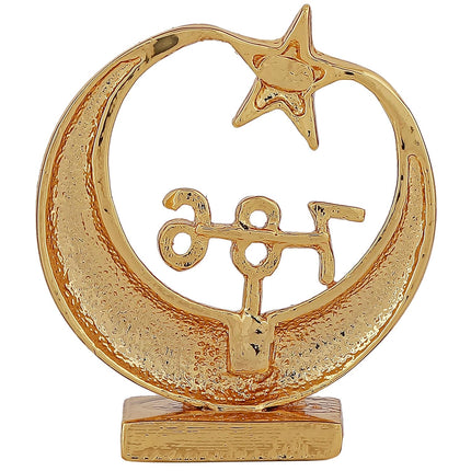 Estele Gold-Polished Spiritual 786 Chand Taara Idol for Home Decorative/ Car Dashboard