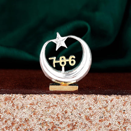 Estele Gold-Polished Spiritual 786 Chand Taara Idol for Home Decorative/ Car Dashboard