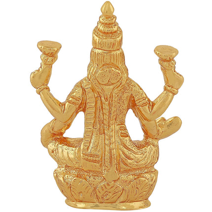 Estele Gold-Polished goddess of wealth Laxmi Devi on lotus Idol for Home/Car decor