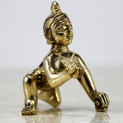 StonKraft Brass Laddoo Gopal Baby Krishna Murti Idol