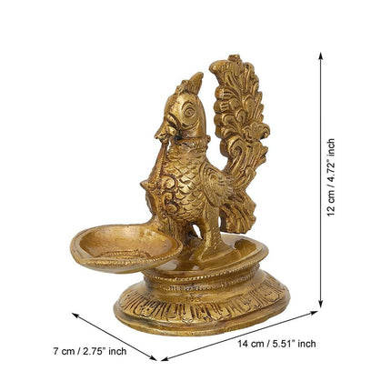 eCraftIndia Gold-Toned Peacock Brass Diya Stand
