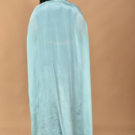 Morchari Women Hand Embroidery Crop Top-Blue