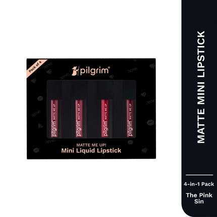 Pilgrim Matte Mini Liquid Lipstick 4 In 1 Pack Smudgeproof, Hydrating & Lightweight - The Pink Sin