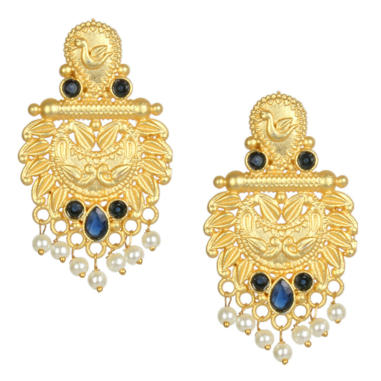 Joban Fashion Women Matte Gold Brass Earrings