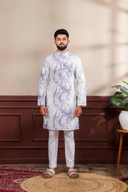 Purple Art Silk Digital Printed, Embroidery Work Kurta Set - Mahotsav