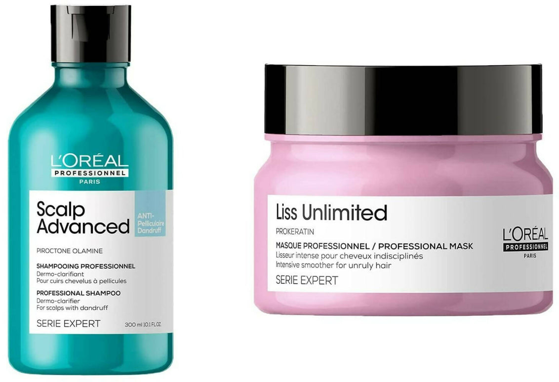 L'Oréal Paris Scalp Advanced Anti-Dandruff Dermo-Clarifier Shampoo & Liss Unlimited Hair Mask