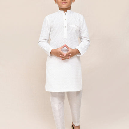 Joban Fashion Pure Linen White Kurta With Straight Fit Pant