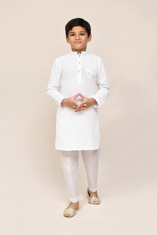 Joban Fashion Pure Linen White Kurta With Straight Fit Pant