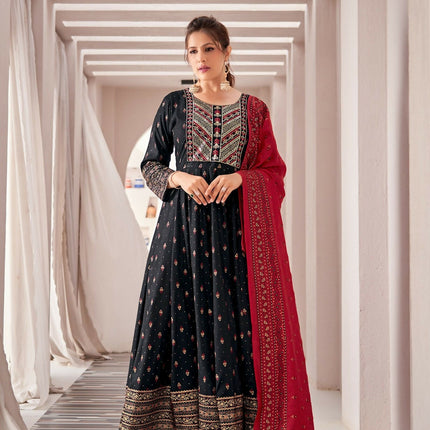 Aastha Fashion Black Rayon Party Wear Designer Gown Collection