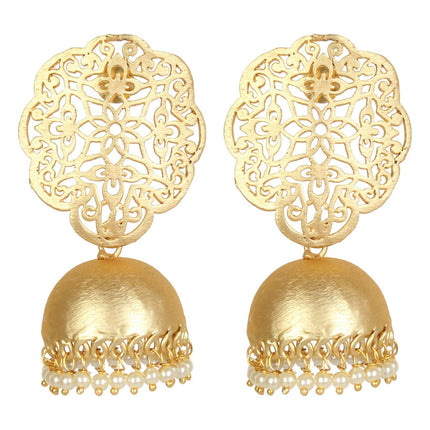 Joban Fashion Women Matte Gold Brass Jhumka