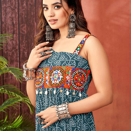 Aastha Fashion Rama Faux Blooming Georgette Glamorous Festival Wear Designer Navratri Gown Collection