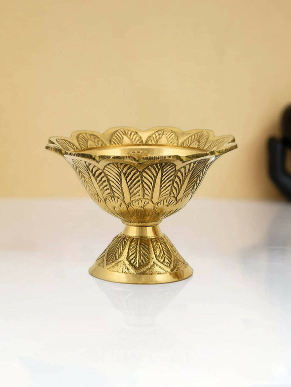 CraftVatika Gold-Toned Brass Engraved Diya