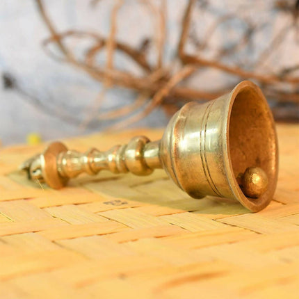 CraftVatika Gold-Toned Brass Hand Held Pooja Bell