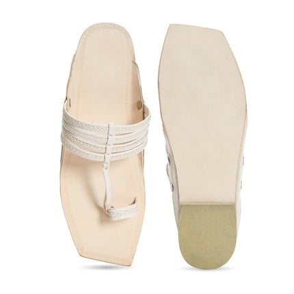 Stepsoft Men'S Off-White Kolhapuri Chappal | Handcrafted Ethnic Leather Wedding Footwear