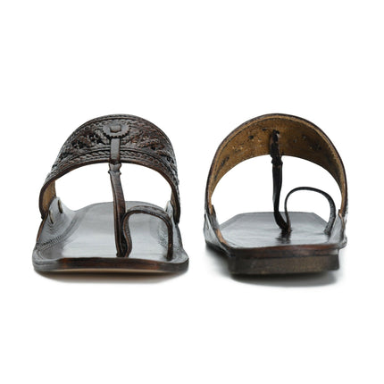 Stepsoft Men'S Brown Kolhapuri Chappal | Cutwork Leather Ethnic Slip-On Footwear