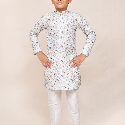 Joban Fashion Cotton White Kurta With Straight Fit Pant