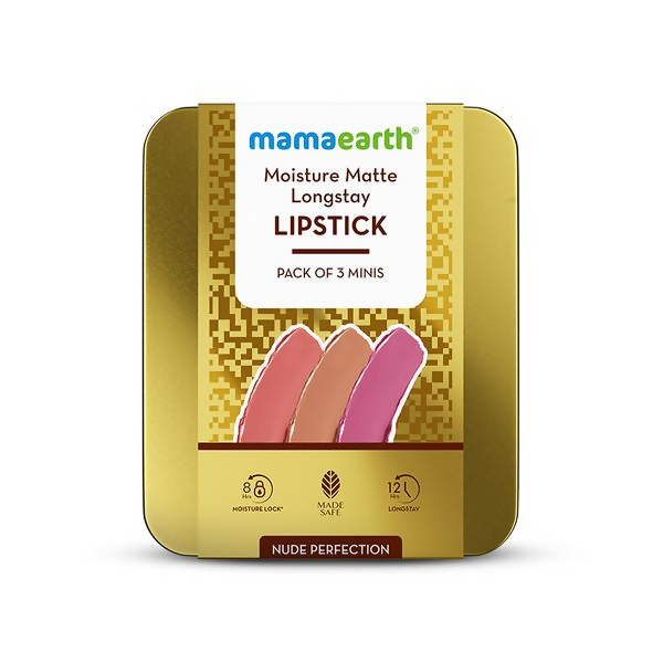 Mamaearth Moisture Matte Long Stay Lipstick Gift Set - Nude Perfection - Limited Time Offer