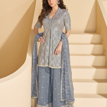 Aarshi Fashions Navy blue Heavy Georgette Palazzo Suit