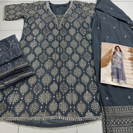 Aarshi Fashions Navy blue Heavy Georgette Palazzo Suit