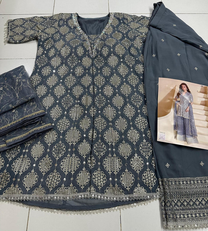 Aarshi Fashions Navy blue Heavy Georgette Palazzo Suit