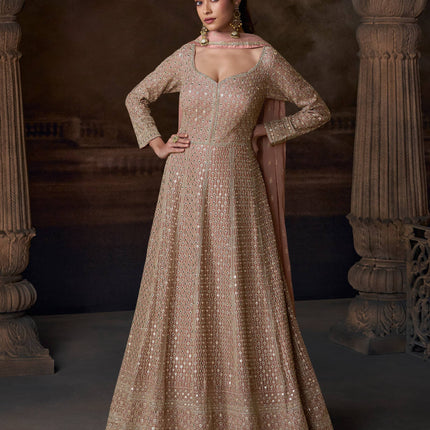 Aarshi Fashions Real Georgette Heavy Embroidery Wedding Gown