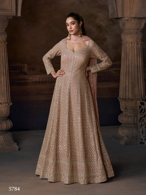 Aarshi Fashions Real Georgette Heavy Embroidery Wedding Gown