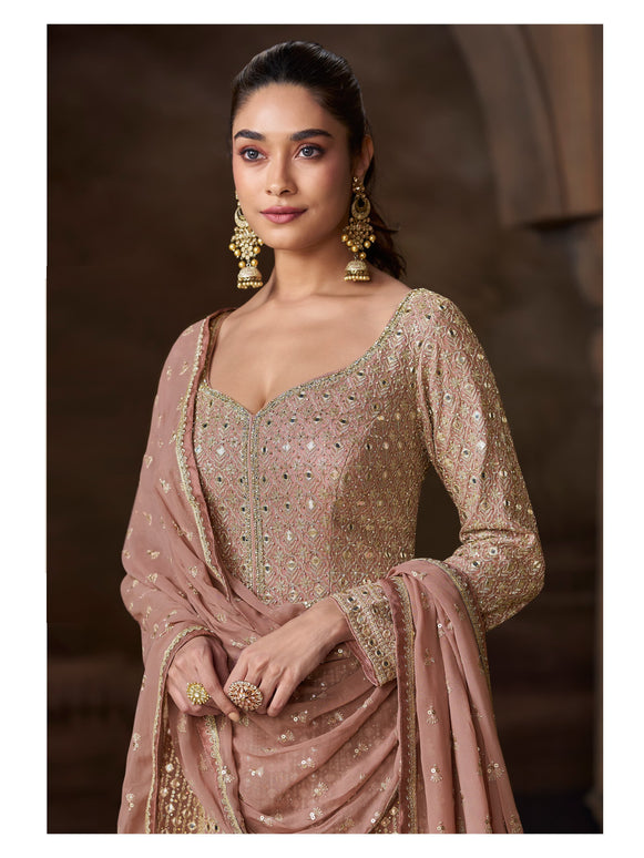 Aarshi Fashions Real Georgette Heavy Embroidery Wedding Gown