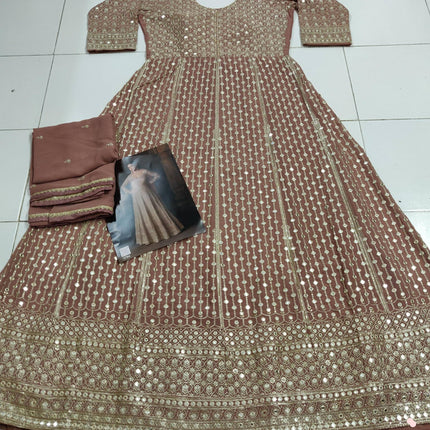 Aarshi Fashions Real Georgette Heavy Embroidery Wedding Gown