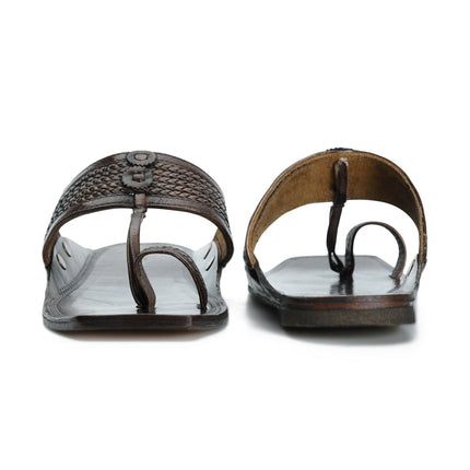 Stepsoft Men'S Square-Toe Kolhapuri | Handcrafted Brown Leather Ethnic Slippers