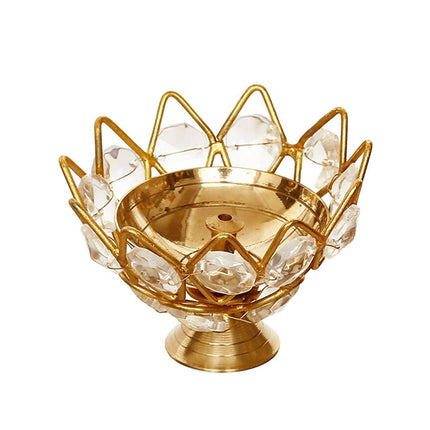 eCraftIndia Lotus Shape Crystal Diya