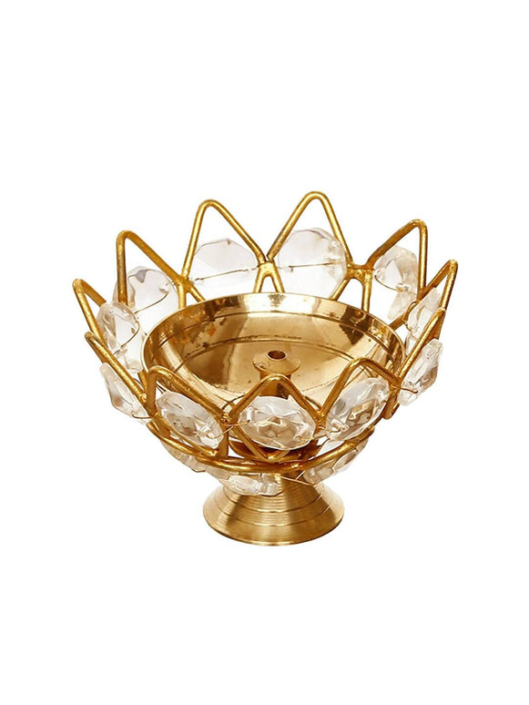 eCraftIndia Lotus Shape Crystal Diya