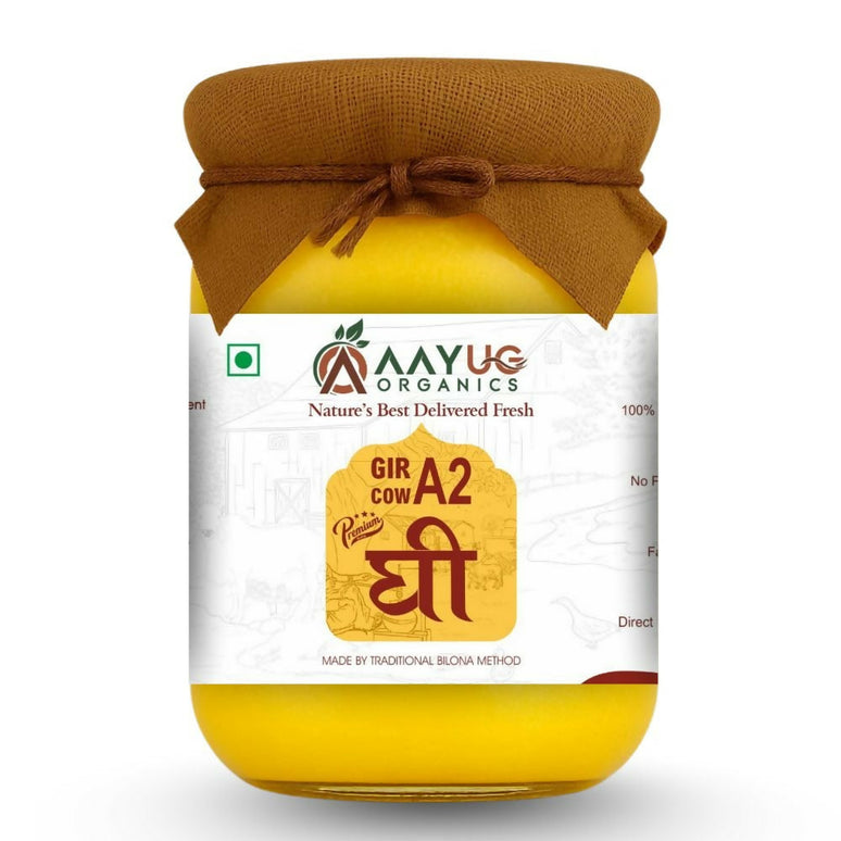Aayug Organics A2 Gir Cow Ghee | Traditional Bilona Method A2 Cow Ghee | Grassfed, Pure and Healthy Gir Cow Ghee