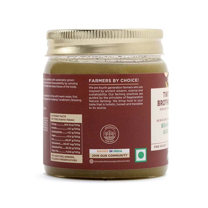 Two Brothers Organic Farms Brahmi Ghee | A2 Gir Cow Ghee (Brahmi) | Cultured Cow Desi Ghee | Curd-Churned Bilona Ghee | Pure, Natural, And Healthy