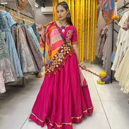 Aastha Fashion Rani Rayon Multi Colour Samosa Lace Semi Stitched Wedding Wear Lehenga Choli