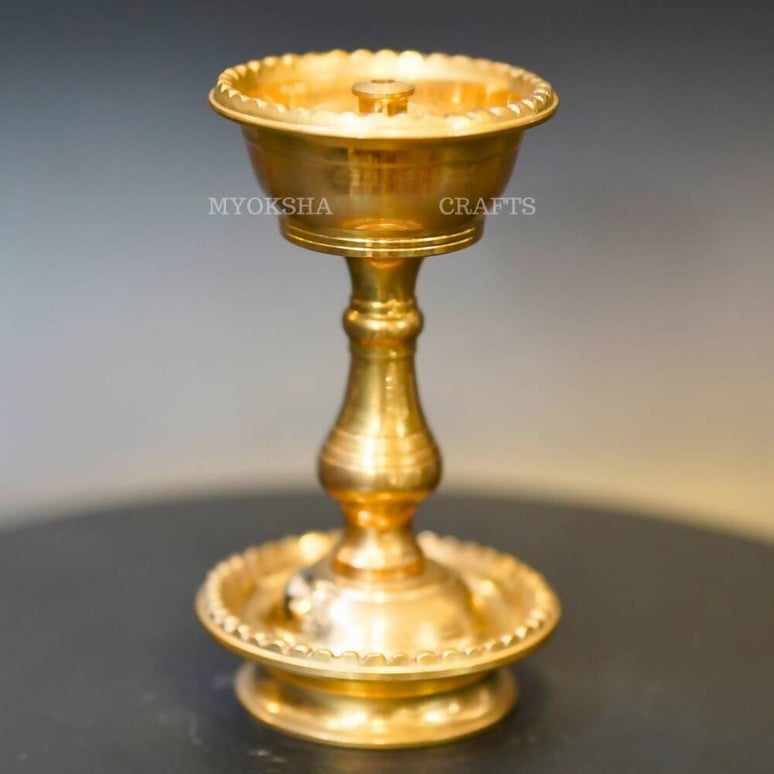 Brass Bowl Diya with Designed Stand