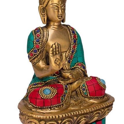 Artvarko Brass Buddha Vitarka Statue Multicolor